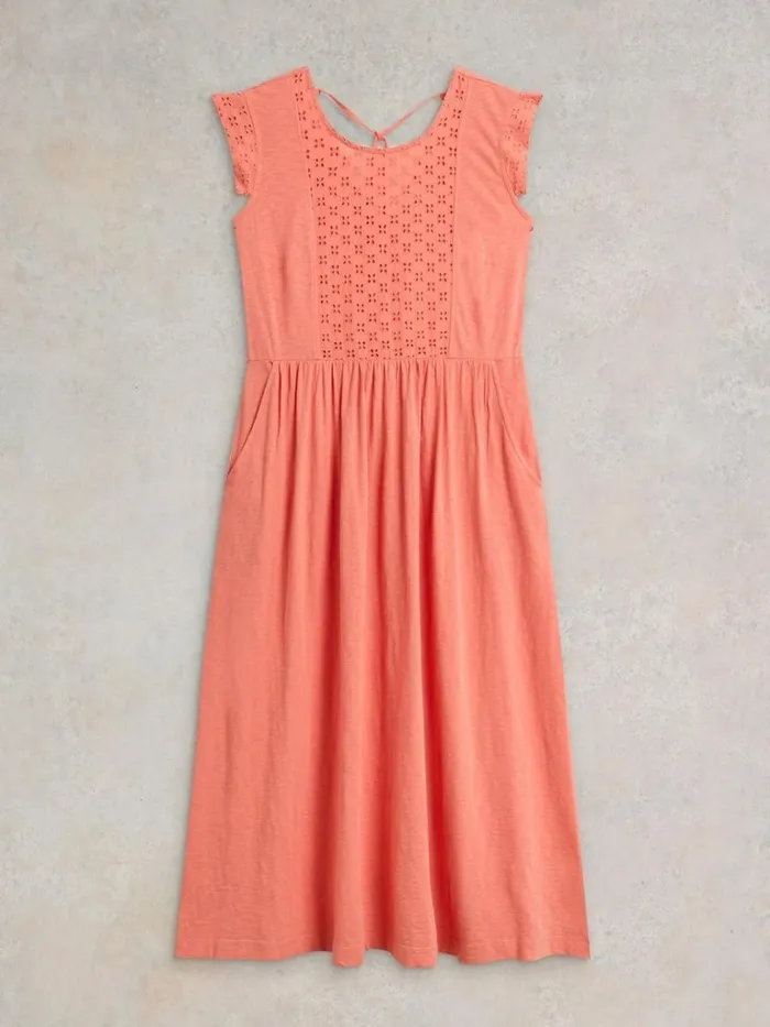 Women DRESSES White Stuff Violet Broderie Jersey Dress Bright Orange Women DRESSES White Stuff Violet Broderie Jersey Dress Bright Orange
