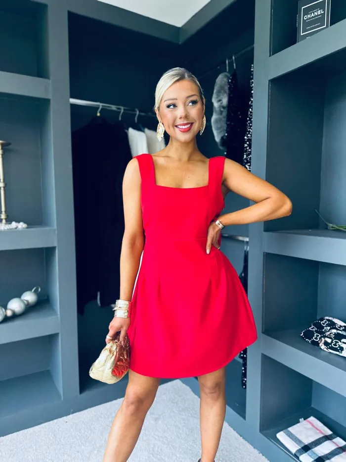 Women Evening Dress Canella Lane Angelica Bow Detail Mini Dress Red