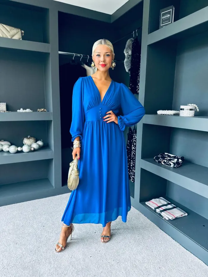 Women Evening Dress Canella Lane Cliona Banded Midi Dress Royal