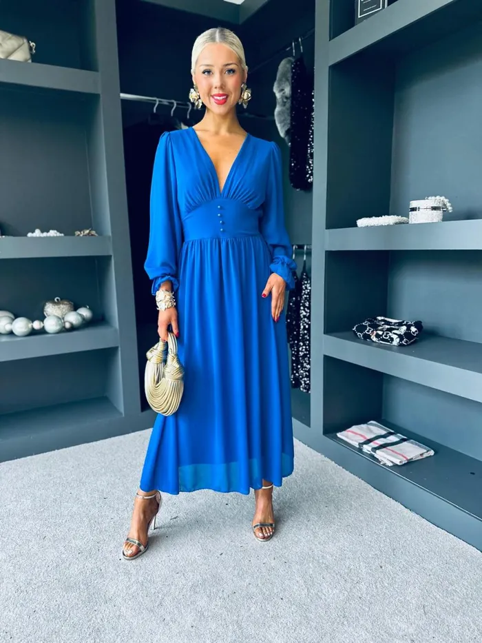 Women Evening Dress Canella Lane Cliona Banded Midi Dress Royal