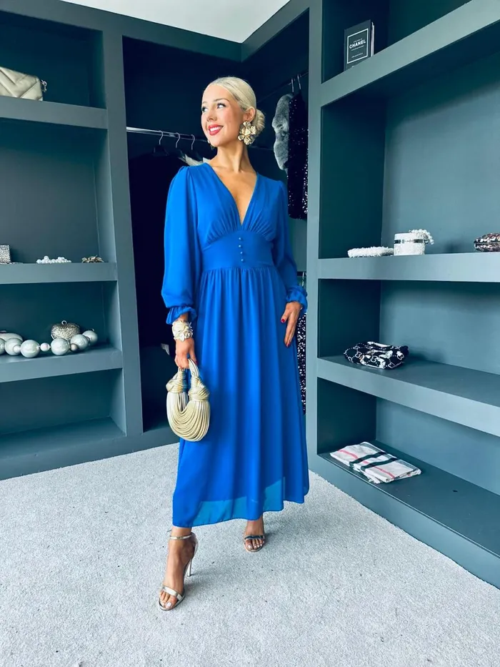Women Evening Dress Canella Lane Cliona Banded Midi Dress Royal