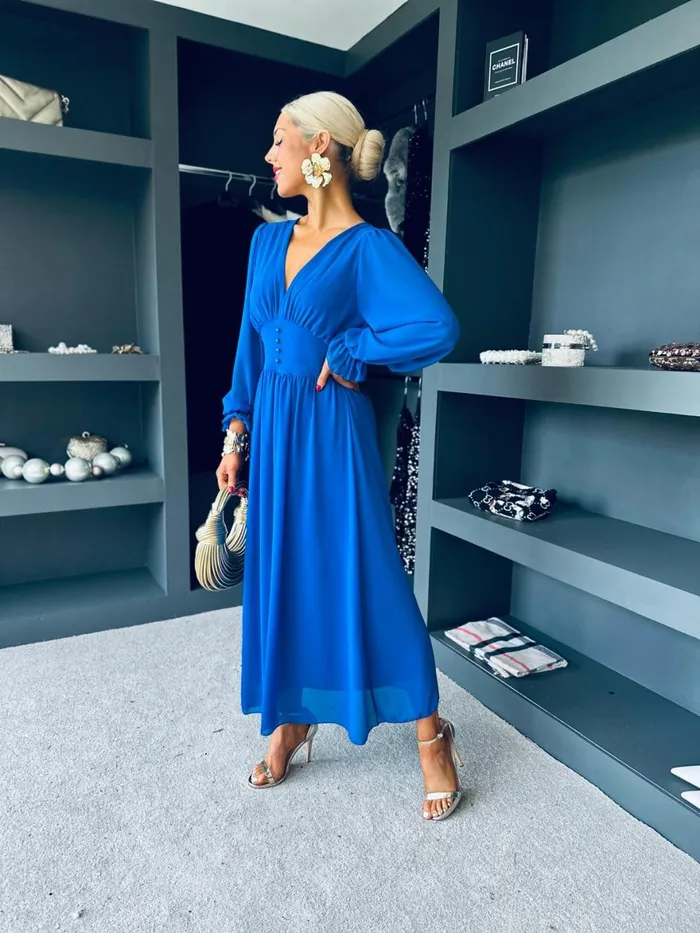 Women Evening Dress Canella Lane Cliona Banded Midi Dress Royal