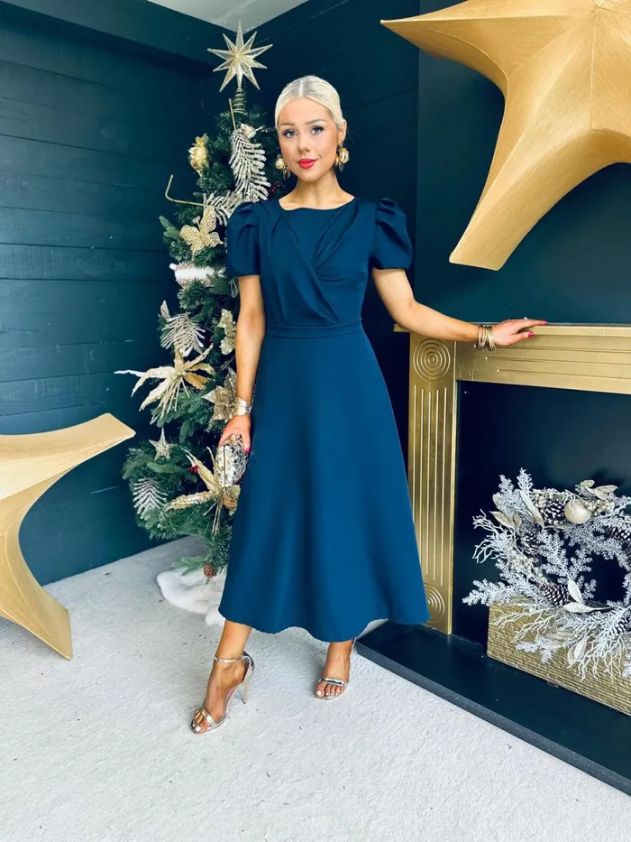 Women Evening Dress Canella Lane Diana Detailed Occasion Dress Navy