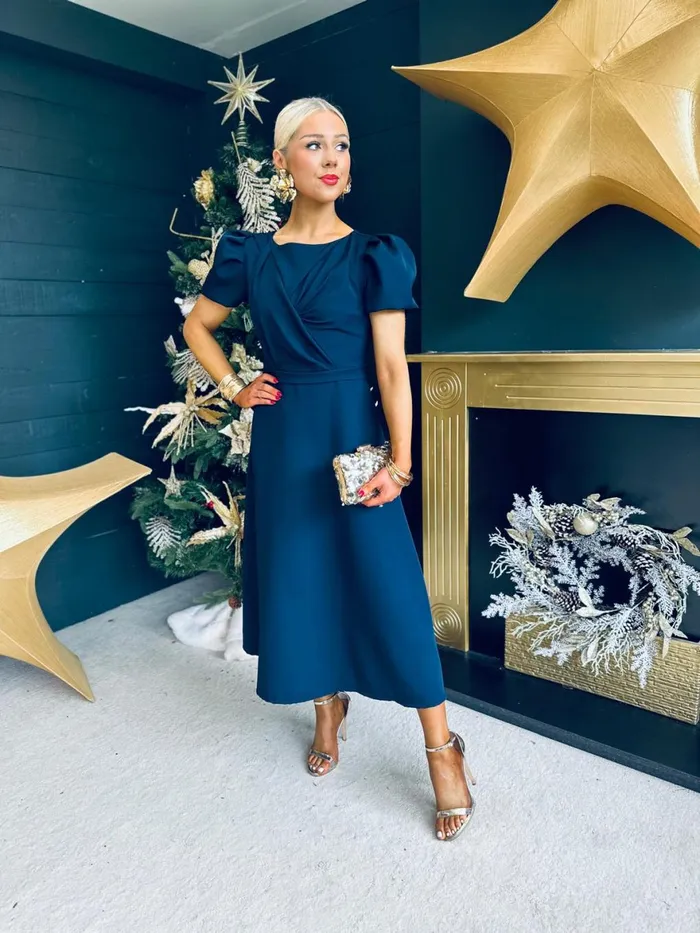 Women Evening Dress Canella Lane Diana Detailed Occasion Dress Navy