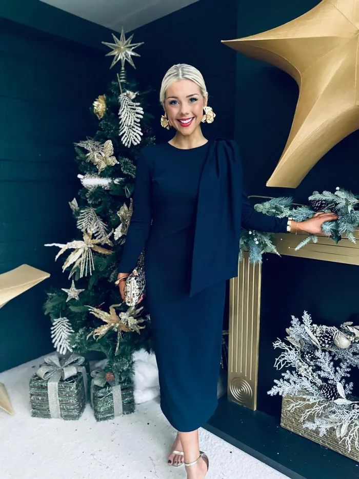 Women Evening Dress Canella Lane Doireann Sash Detail Occasion Dress Navy