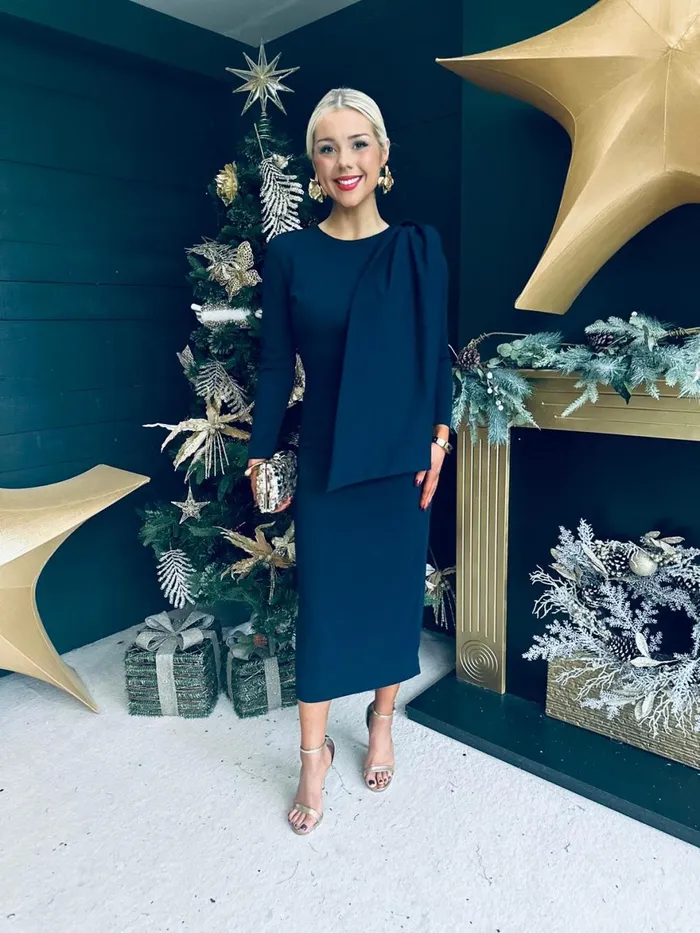 Women Evening Dress Canella Lane Doireann Sash Detail Occasion Dress Navy