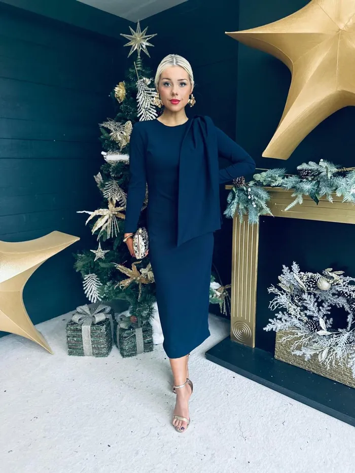 Women Evening Dress Canella Lane Doireann Sash Detail Occasion Dress Navy