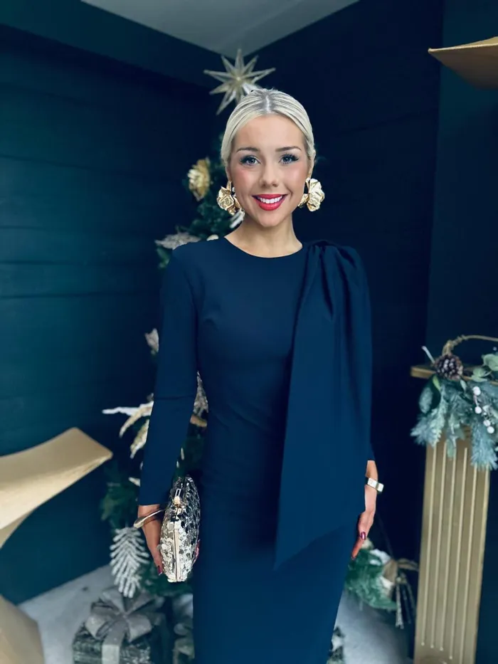 Women Evening Dress Canella Lane Doireann Sash Detail Occasion Dress Navy