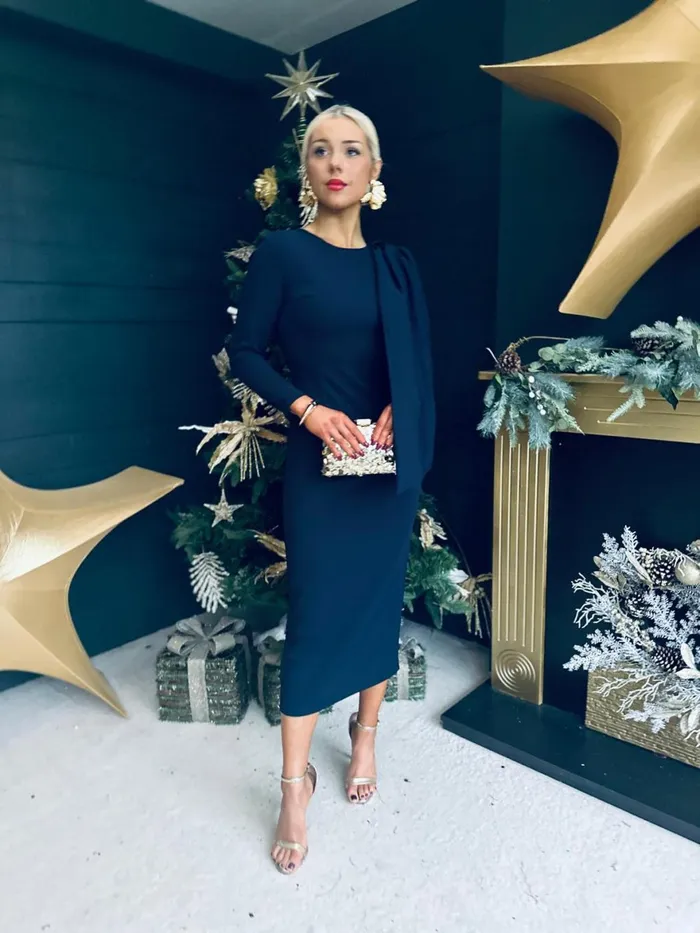 Women Evening Dress Canella Lane Doireann Sash Detail Occasion Dress Navy