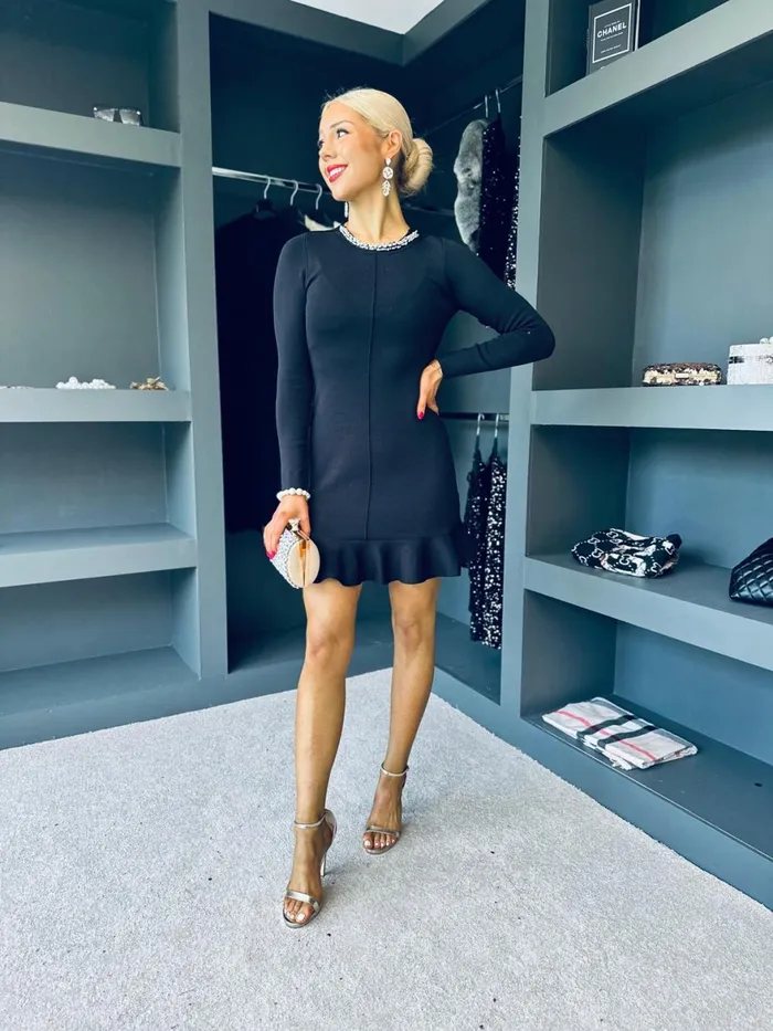 Women Evening Dress Canella Lane Dora Embellished Mini Dress Black