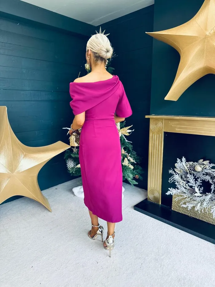 Women Evening Dress Canella Lane Hilary Detailed Occasion Dress Berry