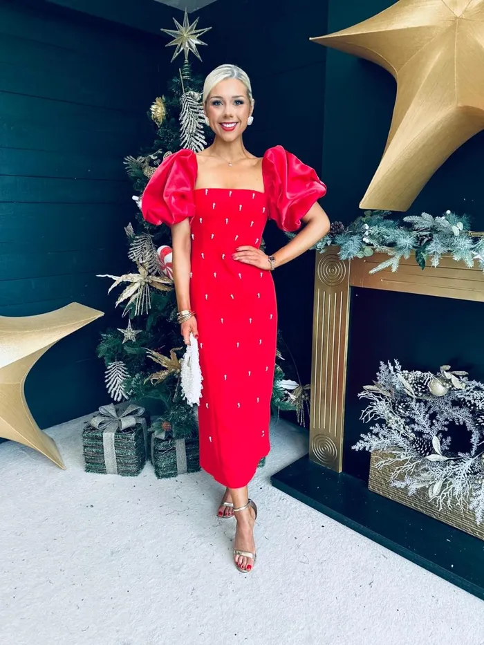 Women Evening Dress Canella Lane Ivy Embellished Occasion Dress Red