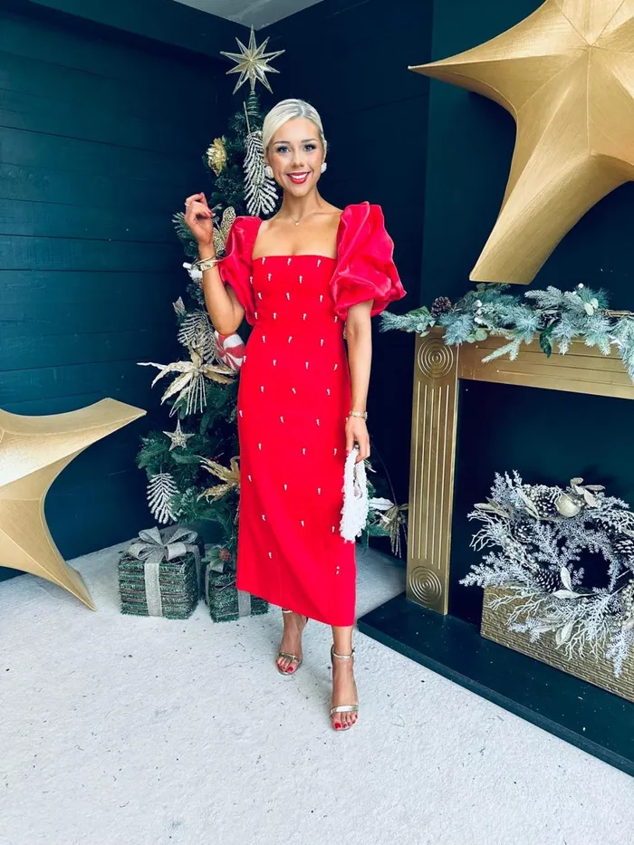 Women Evening Dress Canella Lane Ivy Embellished Occasion Dress Red
