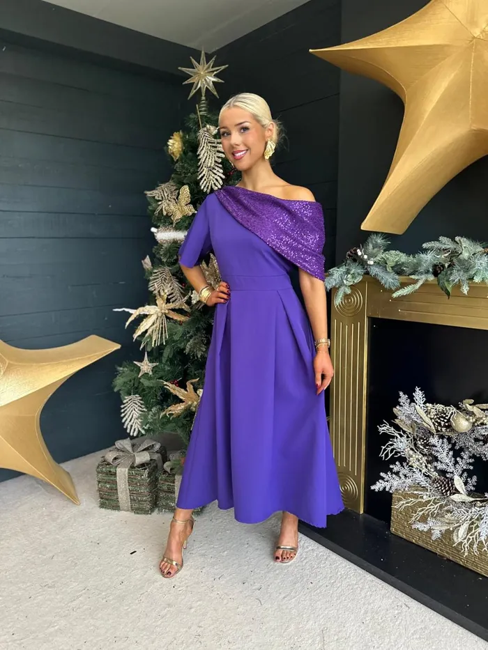Women Evening Dress Canella Lane Juliet Detailed Occasion Dress Purple