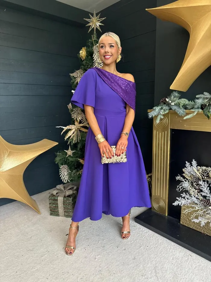Women Evening Dress Canella Lane Juliet Detailed Occasion Dress Purple
