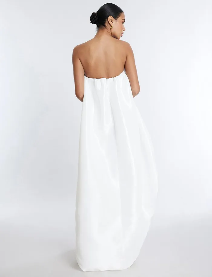 Women Evening Dresses and Gowns BCBG Bronwen Strapless HighLow Gown Gardenia