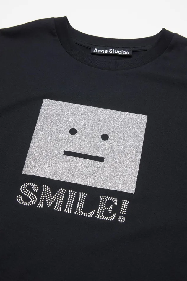 Women Face Logo Tshirt 8211 Relaxed Fit Black Acne Studios Tshirts