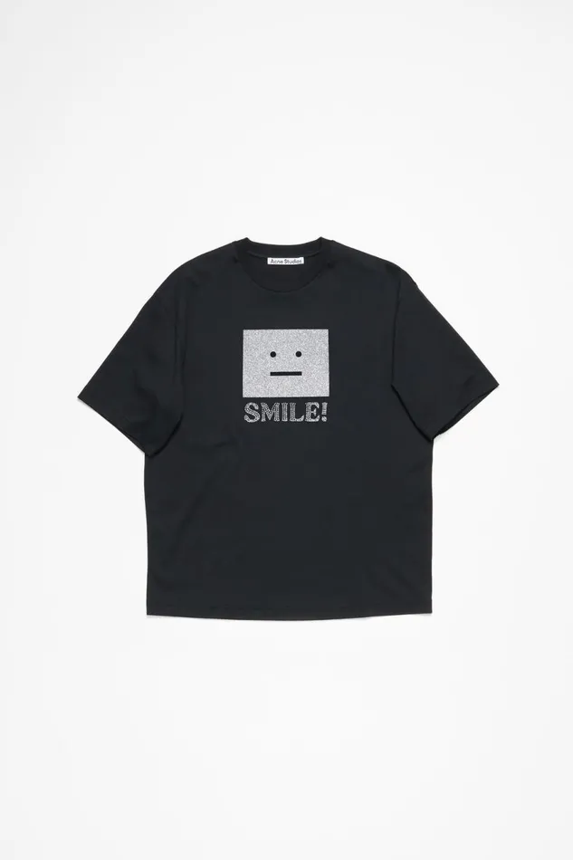 Women Face Logo Tshirt 8211 Relaxed Fit Black Acne Studios Tshirts