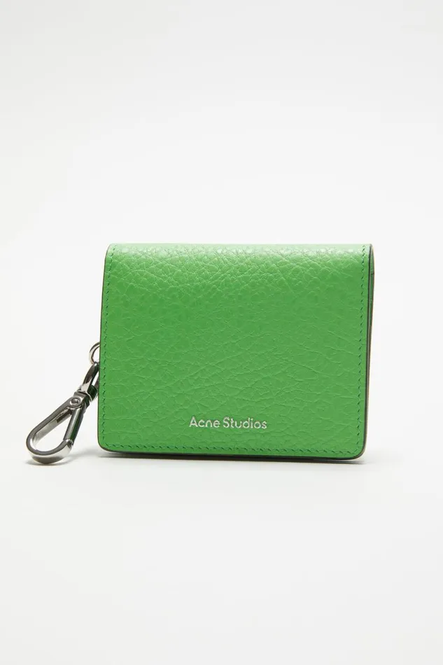 Women Folded Leather Wallet Green Acne Studios Small Leather Goods