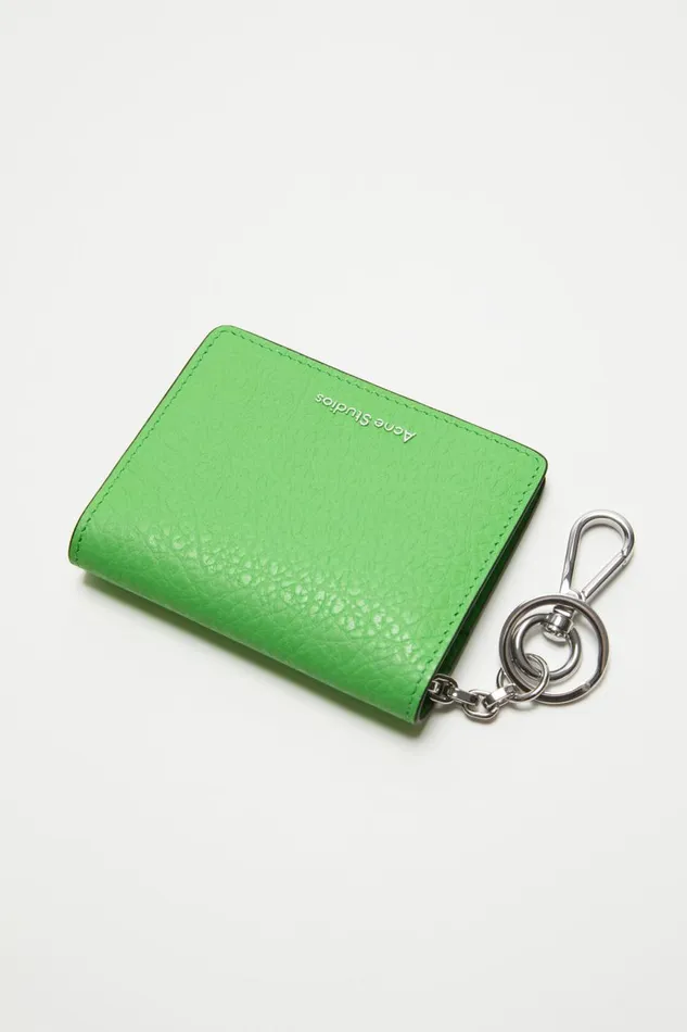 Women Folded Leather Wallet Green Acne Studios Small Leather Goods
