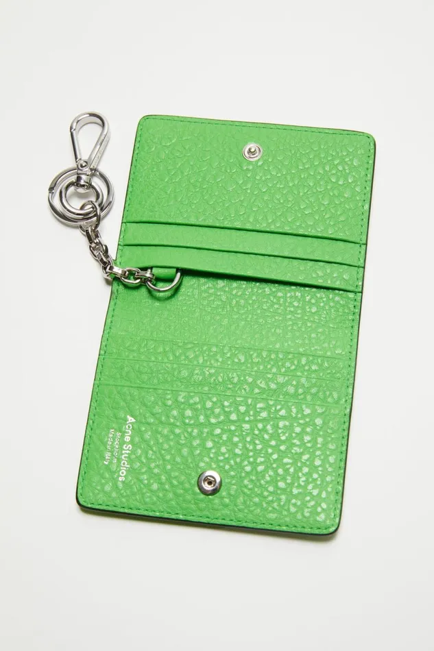 Women Folded Leather Wallet Green Acne Studios Small Leather Goods