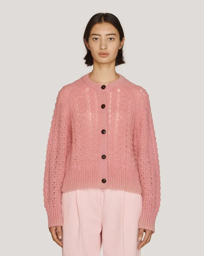 Women Foxtail Cardigan Pink YMC Knitwear