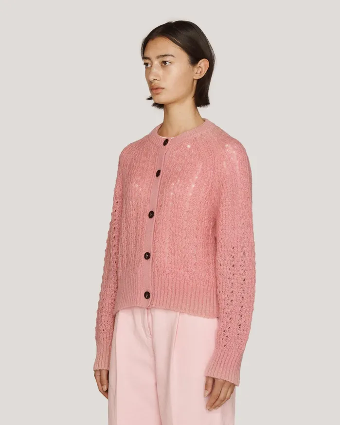 Women Foxtail Cardigan Pink YMC Knitwear
