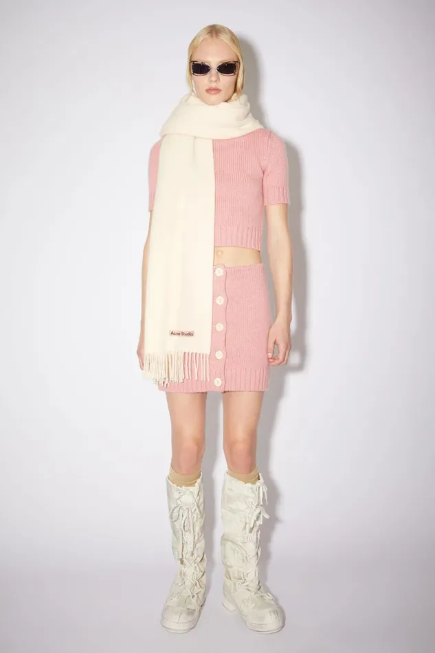 Women Fringe Wool Scarf 8211 Oversized Warm White Acne Studios Scarves