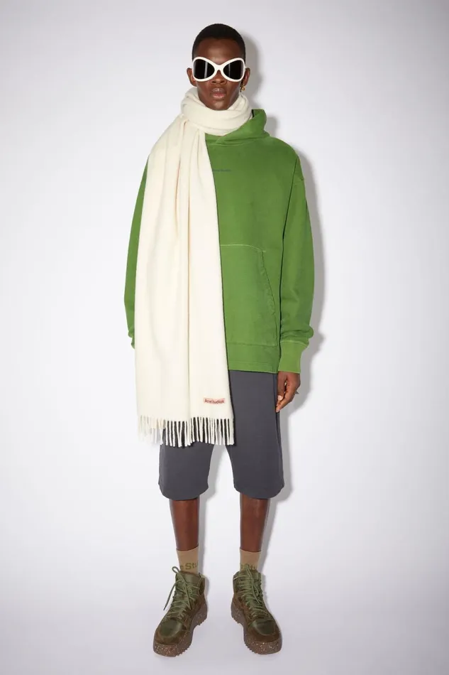 Women Fringe Wool Scarf 8211 Oversized Warm White Acne Studios Scarves