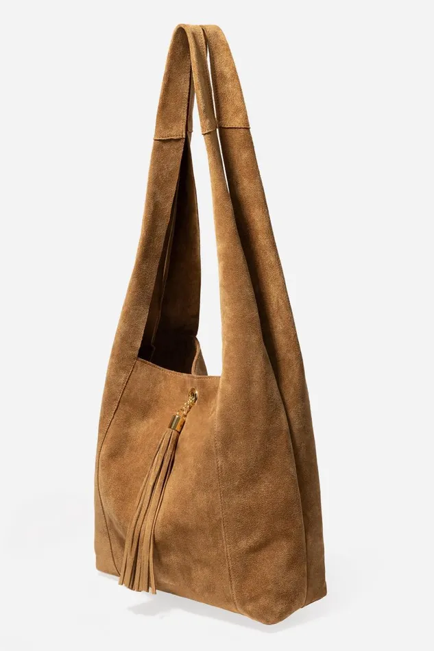 Women Handbags Johnny Was TASSEL CHAIN ITALIAN SUEDE HOBO BAG Tan Women Handbags Johnny Was TASSEL CHAIN ITALIAN SUEDE HOBO BAG Tan