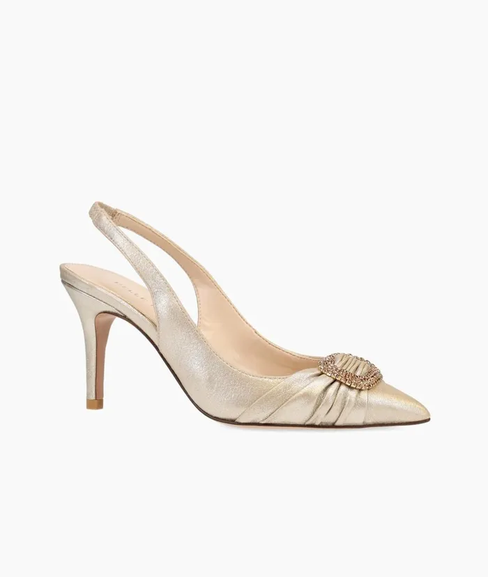 Women Harli Mid Heel 8211 Gold Pelle Moda High Heels