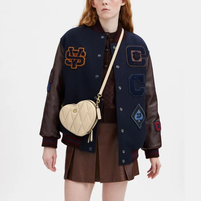 Women Heart Crossbody With Quilting Brassivory Coach Crossbody Bags