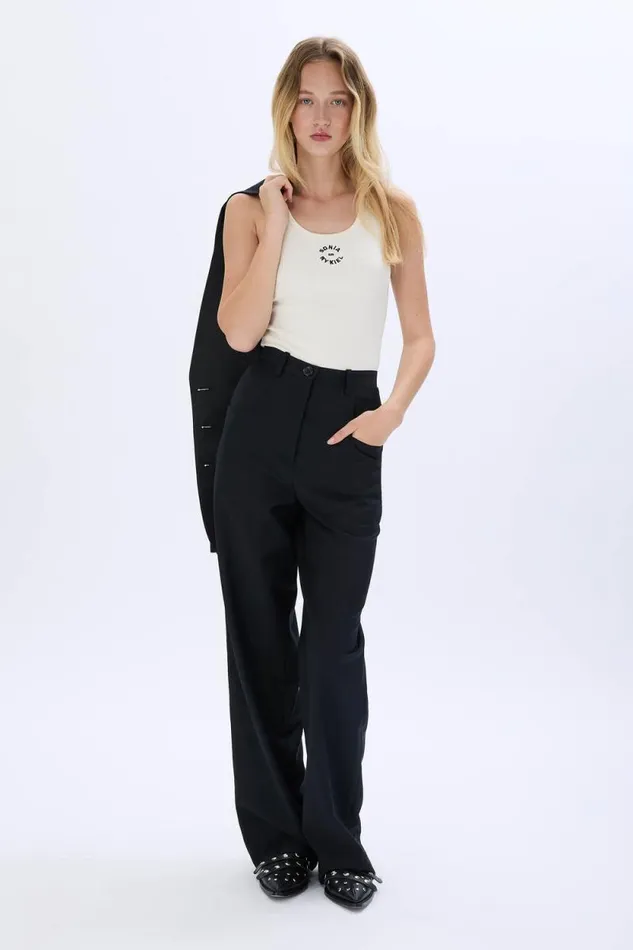 Women Highwaisted Trousers In Cold Wool Black Black Sonia Rykiel Trousers And Denim