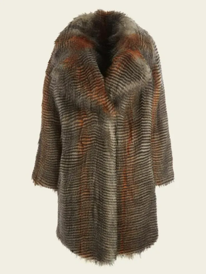Women Jackets Marciano Alexandra FauxFur Coat Microstriped Fur Women Jackets Marciano Alexandra FauxFur Coat Microstriped Fur