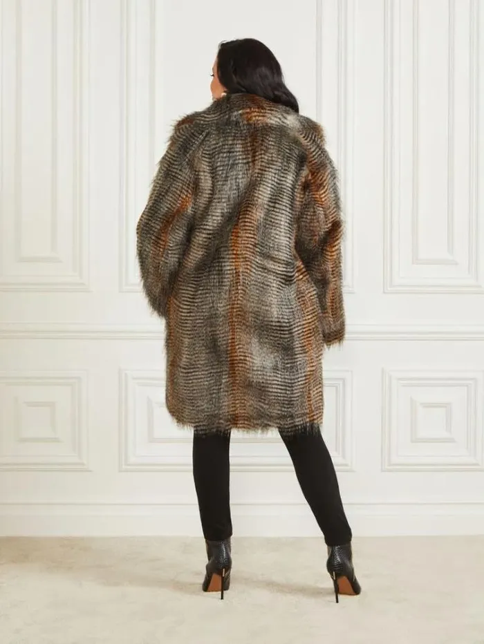 Women Jackets Marciano Alexandra FauxFur Coat Microstriped Fur Women Jackets Marciano Alexandra FauxFur Coat Microstriped Fur
