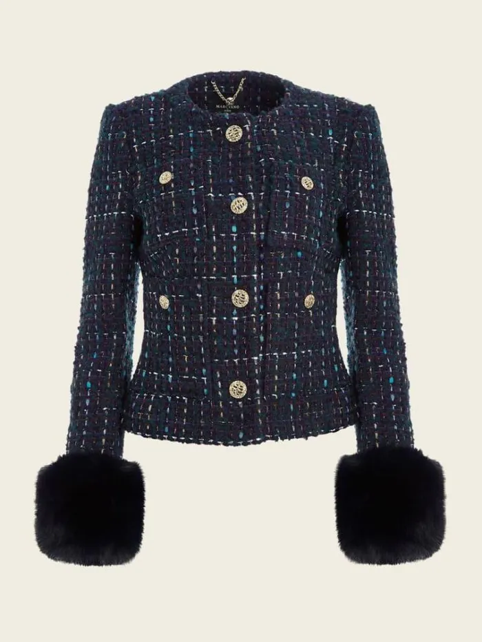Women Jackets Marciano Secret Tweed Jacket Satellite Purple Multi Women Jackets Marciano Secret Tweed Jacket Satellite Purple Multi