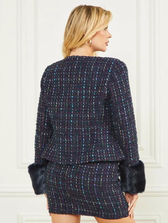 Women Jackets Marciano Secret Tweed Jacket Satellite Purple Multi Women Jackets Marciano Secret Tweed Jacket Satellite Purple Multi
