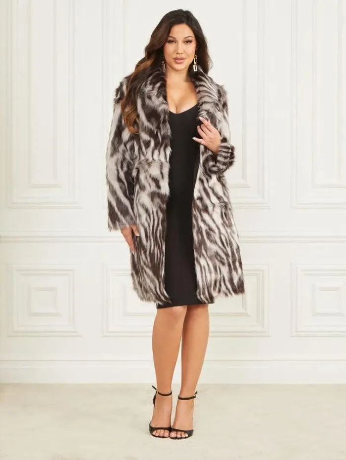 Women Jackets Marciano Smoke And Mirrors FauxFur Coat Smoke And Mirrors Abstrac
