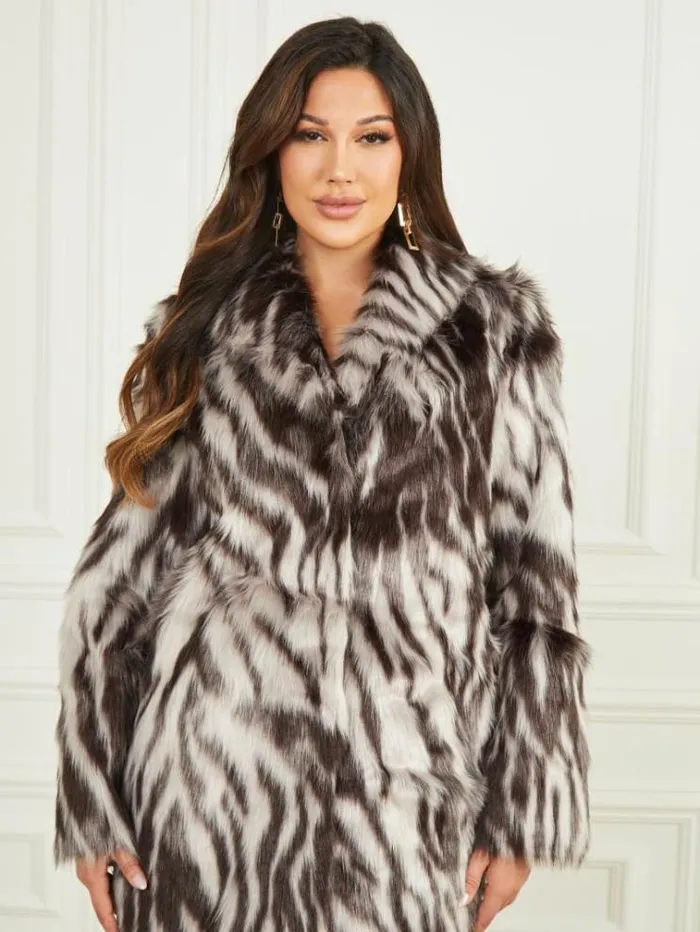Women Jackets Marciano Smoke And Mirrors FauxFur Coat Smoke And Mirrors Abstrac