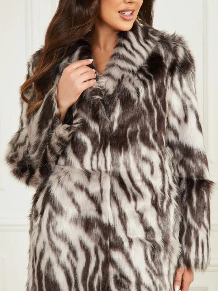 Women Jackets Marciano Smoke And Mirrors FauxFur Coat Smoke And Mirrors Abstrac
