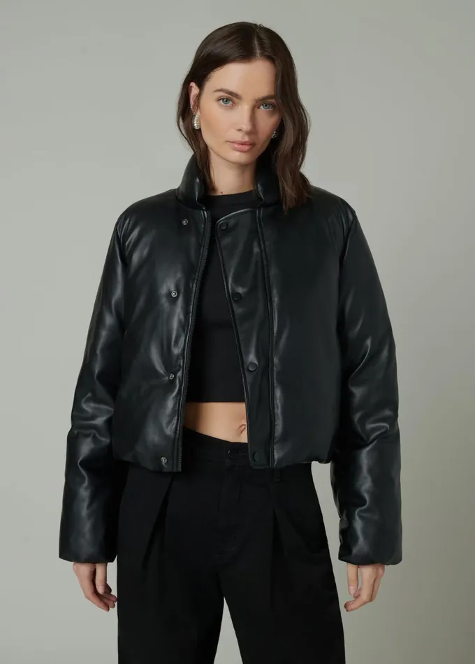 Women Jackets Outerwear Joe039s Jeans THE KIKI VEGAN LEATHER BOMBER JACKET Black