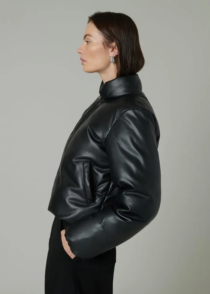 Women Jackets Outerwear Joe039s Jeans THE KIKI VEGAN LEATHER BOMBER JACKET Black