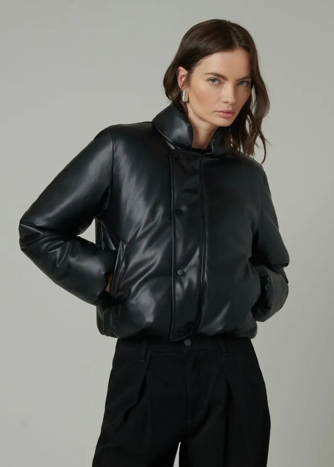 Women Jackets Outerwear Joe039s Jeans THE KIKI VEGAN LEATHER BOMBER JACKET Black