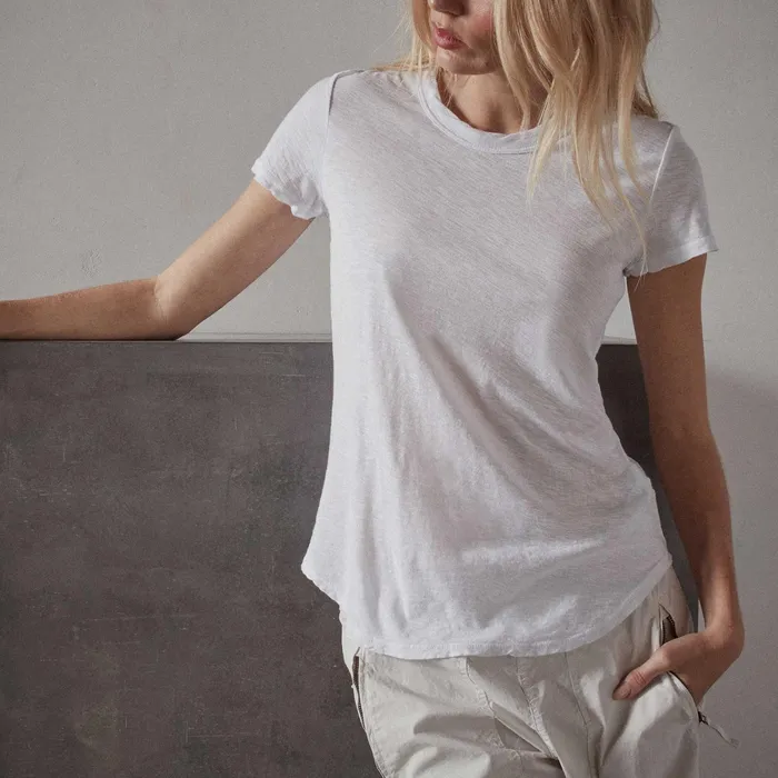 WOMEN James Perse CLASSICS Sheer Slub Crew Neck Tee White