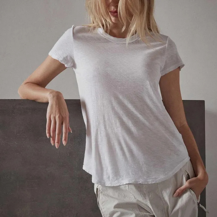 WOMEN James Perse CLASSICS Sheer Slub Crew Neck Tee White