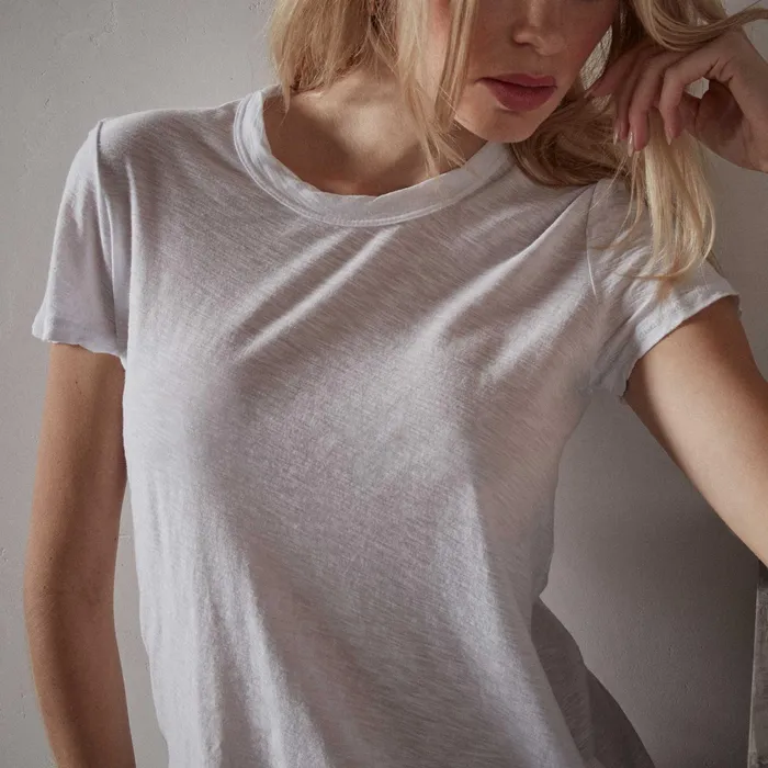 WOMEN James Perse CLASSICS Sheer Slub Crew Neck Tee White