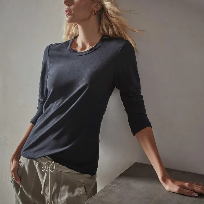 WOMEN James Perse CLASSICS Sheer Slub Long Sleeve Crew Deep