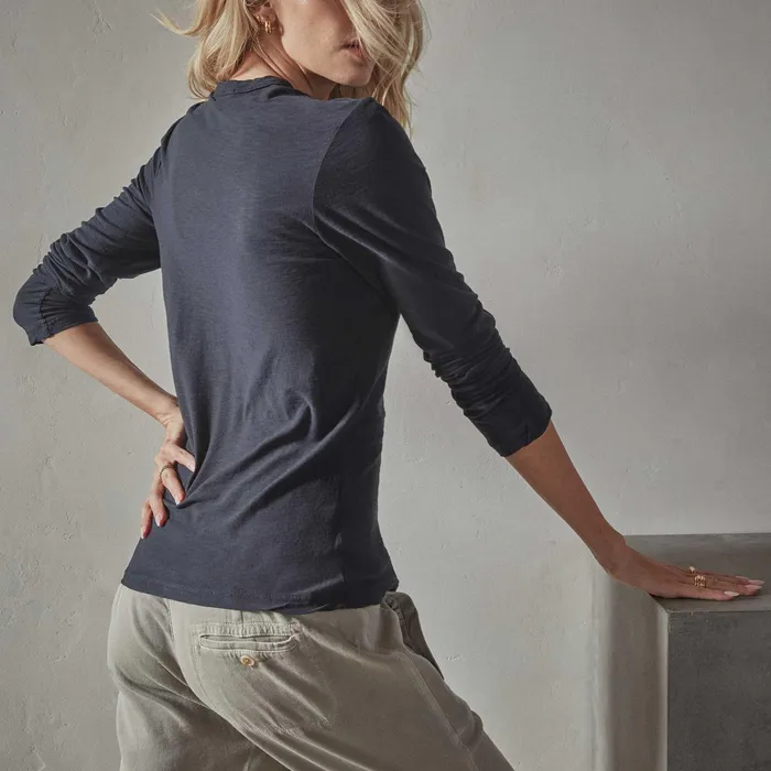 WOMEN James Perse CLASSICS Sheer Slub Long Sleeve Crew Deep
