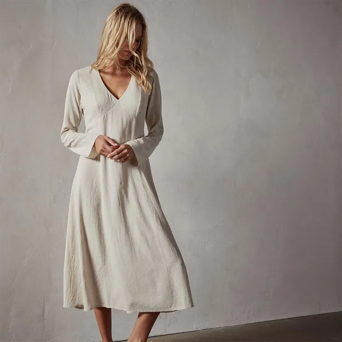 WOMEN James Perse DRESSESJUMPSUITS Viscose Linen Contour Dress Natural