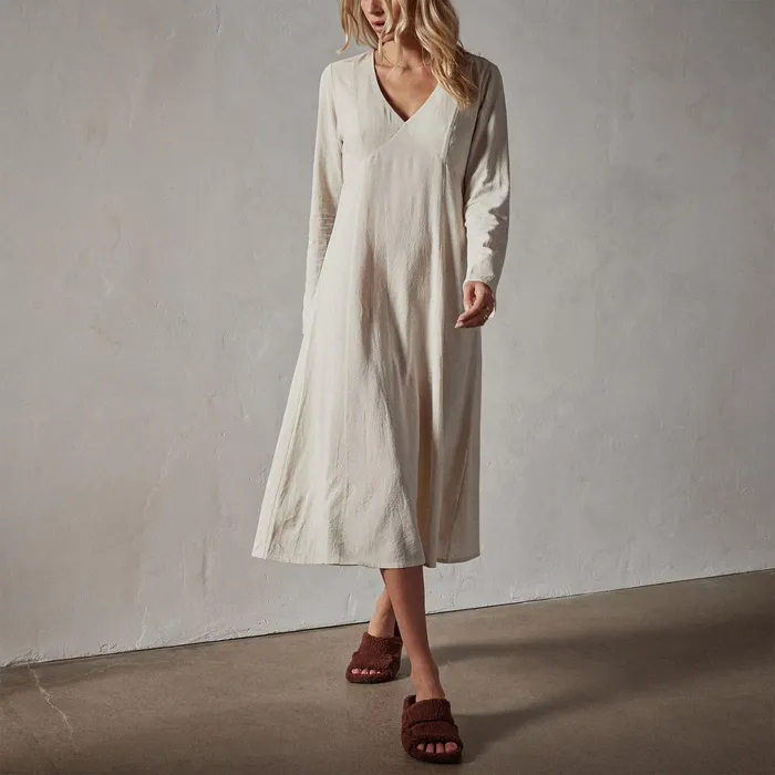 WOMEN James Perse DRESSESJUMPSUITS Viscose Linen Contour Dress Natural